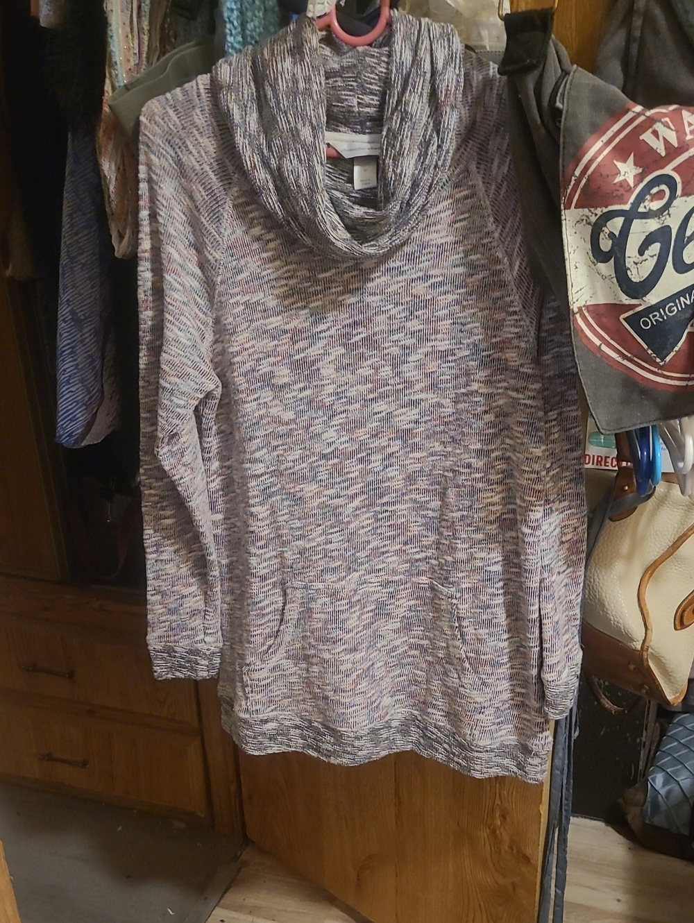 Christopher & Banks Marled Lavender Cowl Neck Sweater